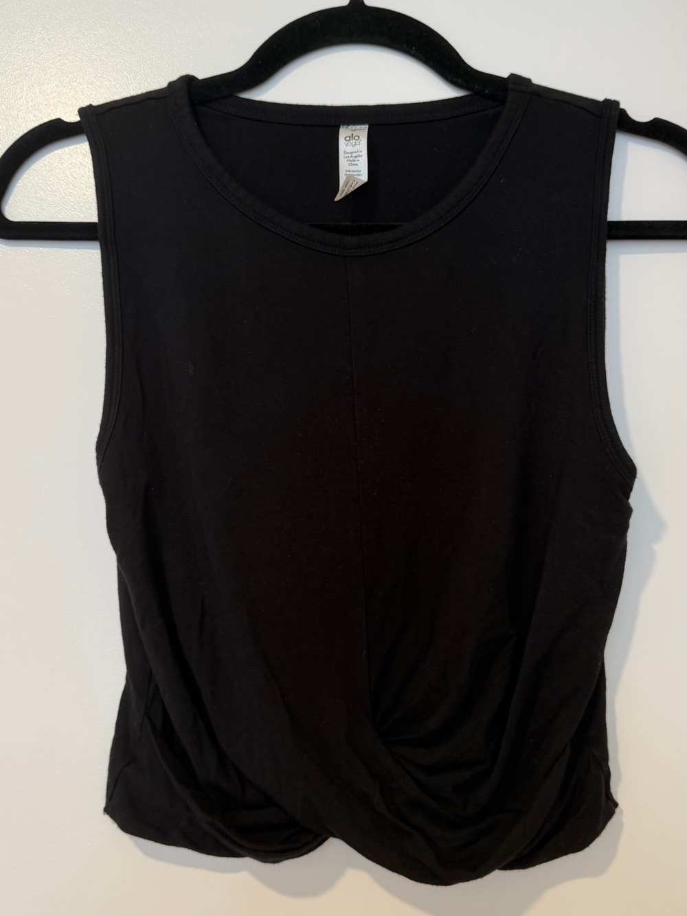 ALO Yoga Black Twist Hem Tank Top